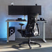 Une chaise de jeu Herman Miller X Logitech Embody en noir dans le cadre d'une installation de jeu.