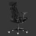 Vue en angle de l'arrière d'une chaise de jeu Herman Miller X Logitech Embody en noir